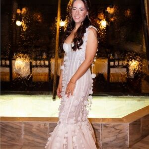 Zimmerman Dawning Petal Linen-Silk Midi-Dress AU 0 (US 2-4)